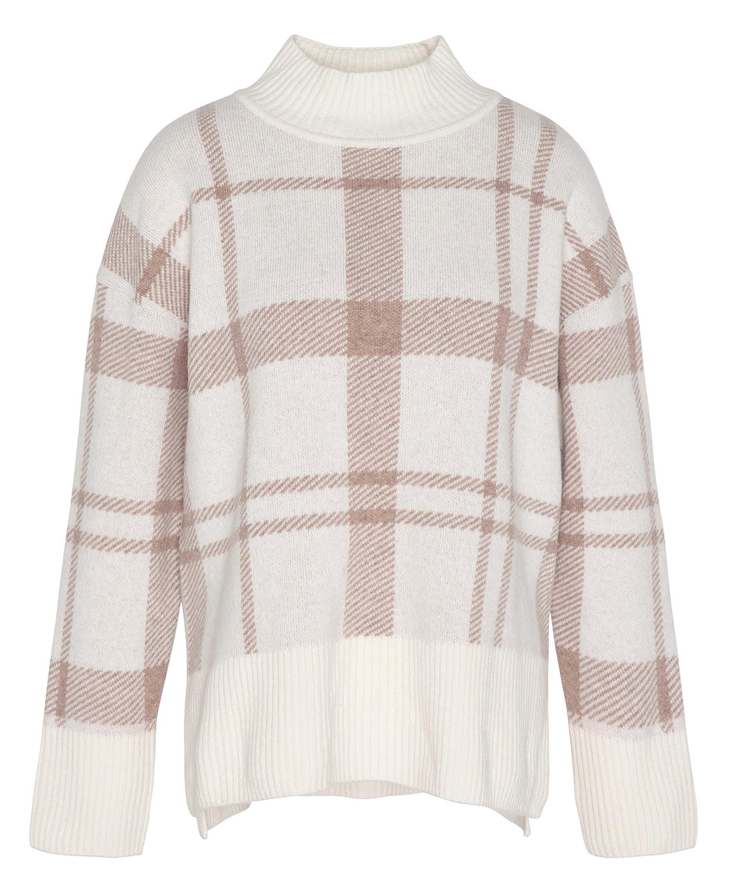 Womens Barbour Deanna Knitted Jumper winter white tartan