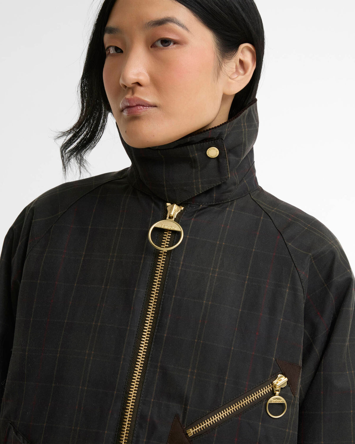 W Barbour Arlene Checked wax jacket