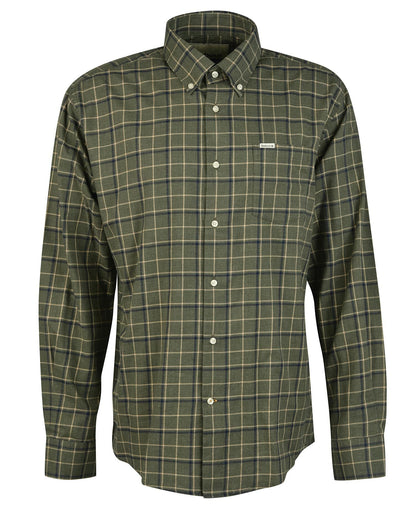 Mens Barbour Pelton Regular Tattersall Shirt olive