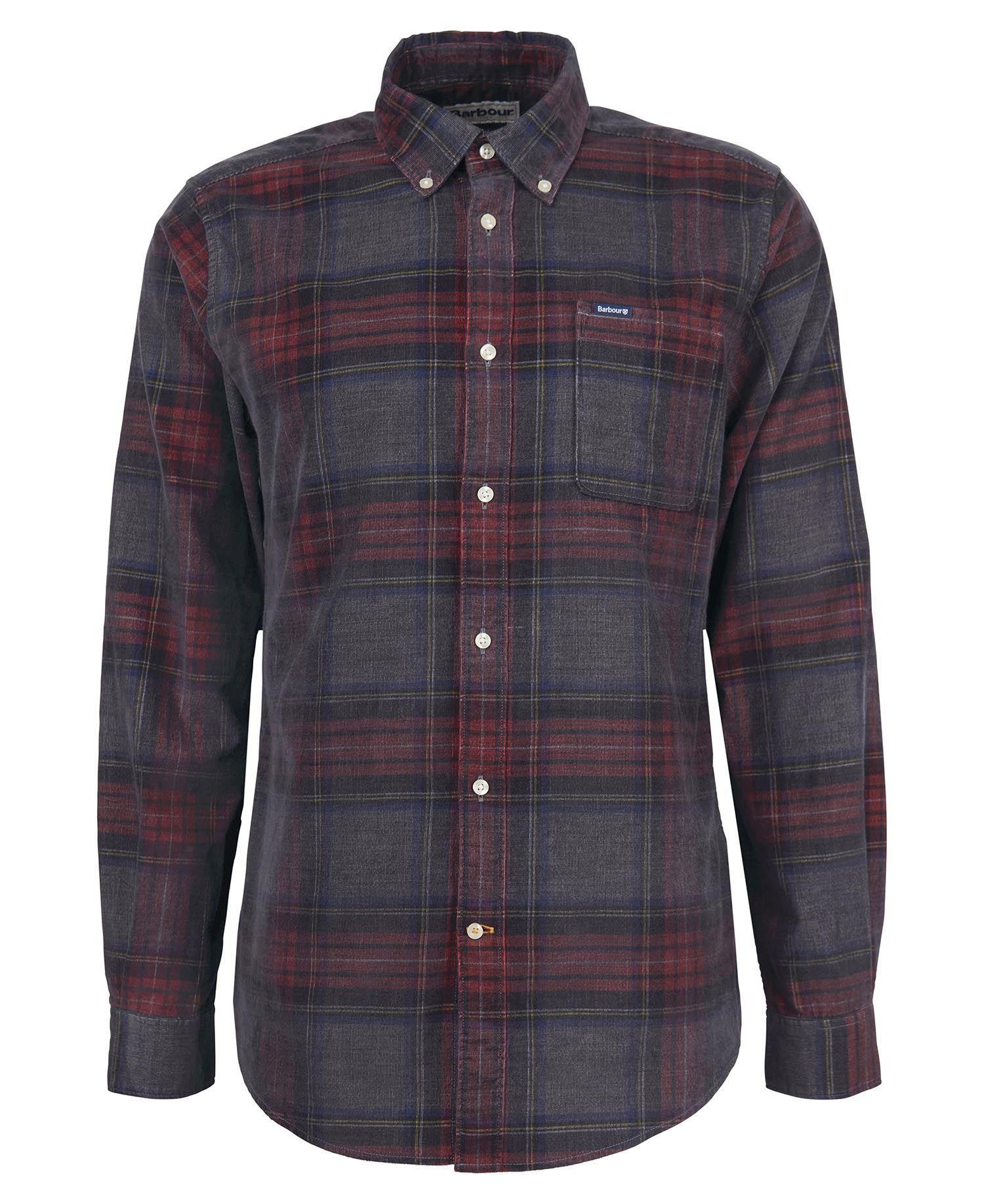 Mens Barbour Southfield Tailored Checked Cord Shirt grey marl