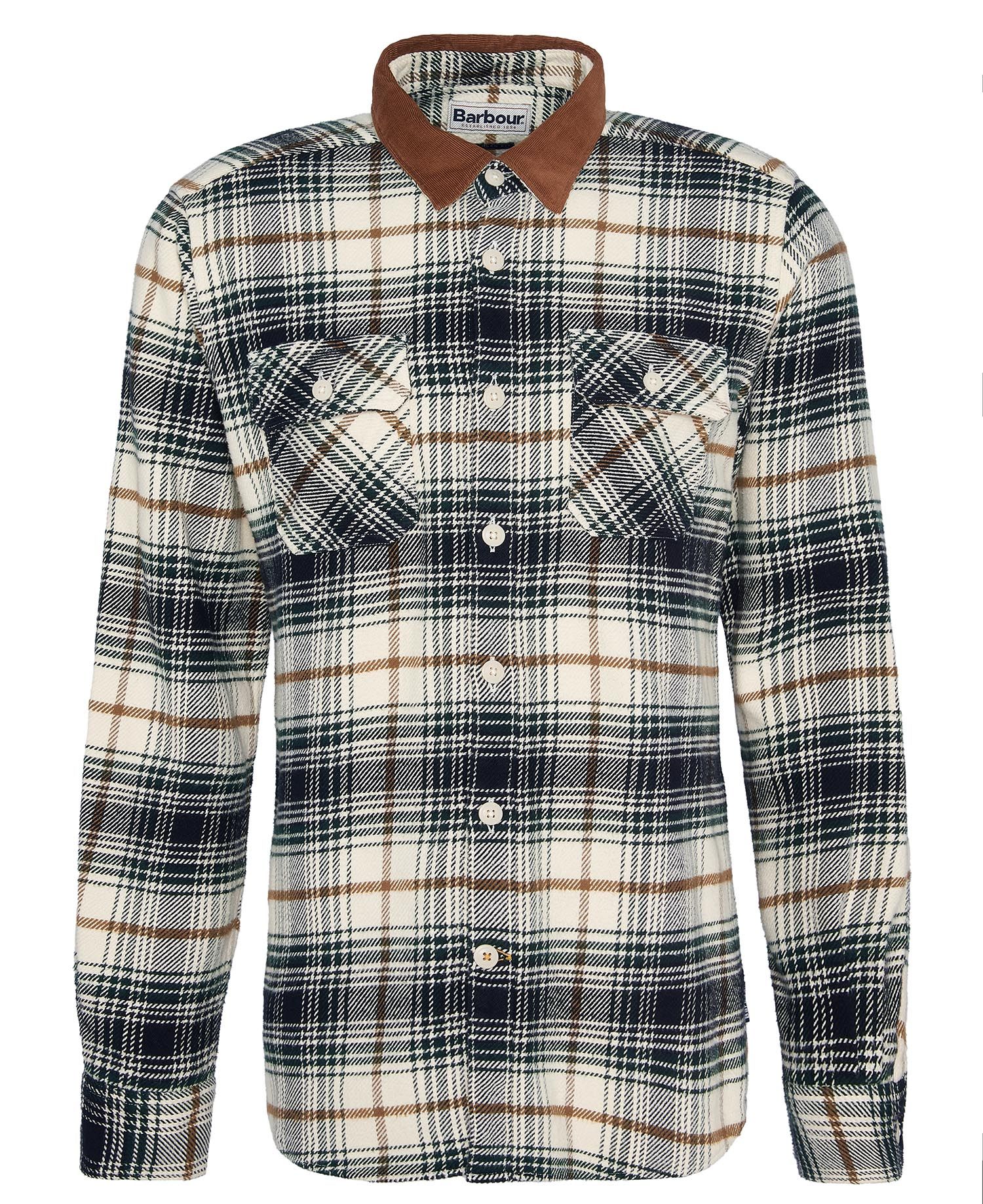 Mens Barbour Nevis Checked Tailored Shirt ecru