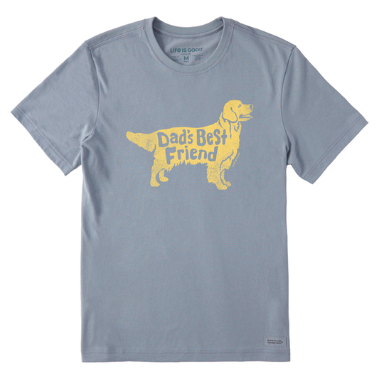 Life Is Good M Ss Crusher Tee Dad's Best Friend Golden Retriever Stone Blue