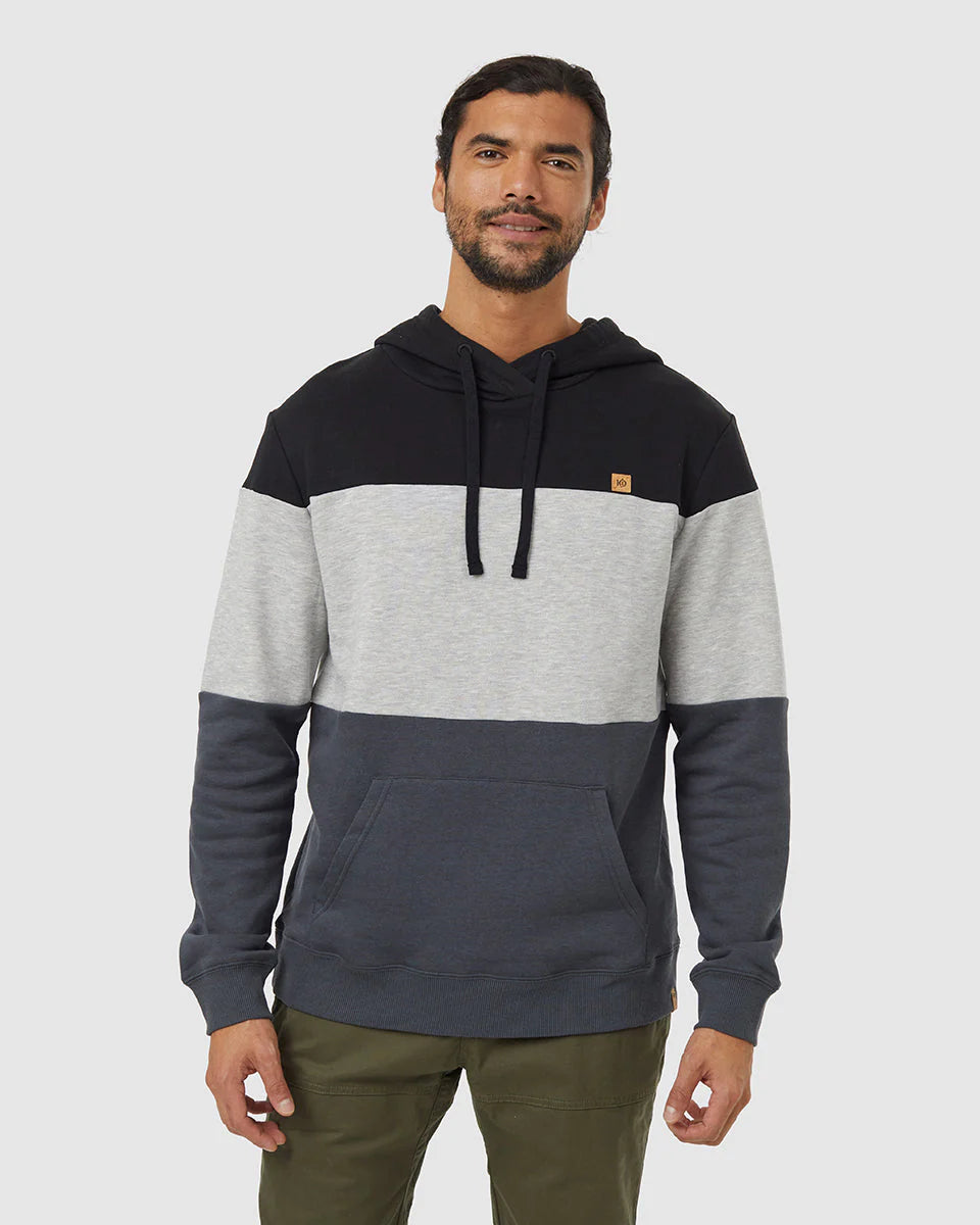 Tentree Mens Treefleece Blocked Reynard Hoodie Meteorite Black/Hi Rise Grey Heather/Graphite