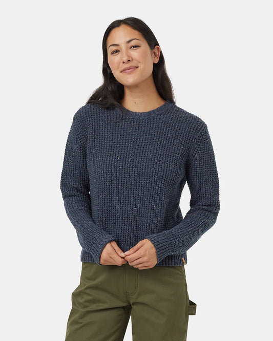 Tentree Women's Highline Nep Crew Sweater Dark Blue Mirage Heather Nep