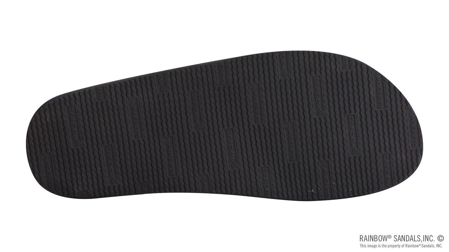 Mens Single Layer Black Hemp W/ Rasta Midsole