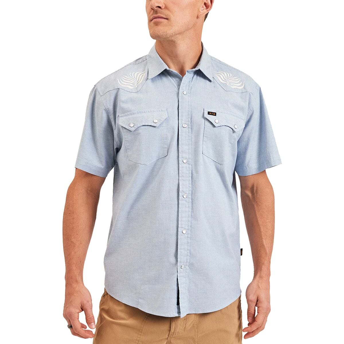 Howler Bros Mens Crosscut Deluxe Shortsleeve Seagrass : Faded Blue icrostripe / M