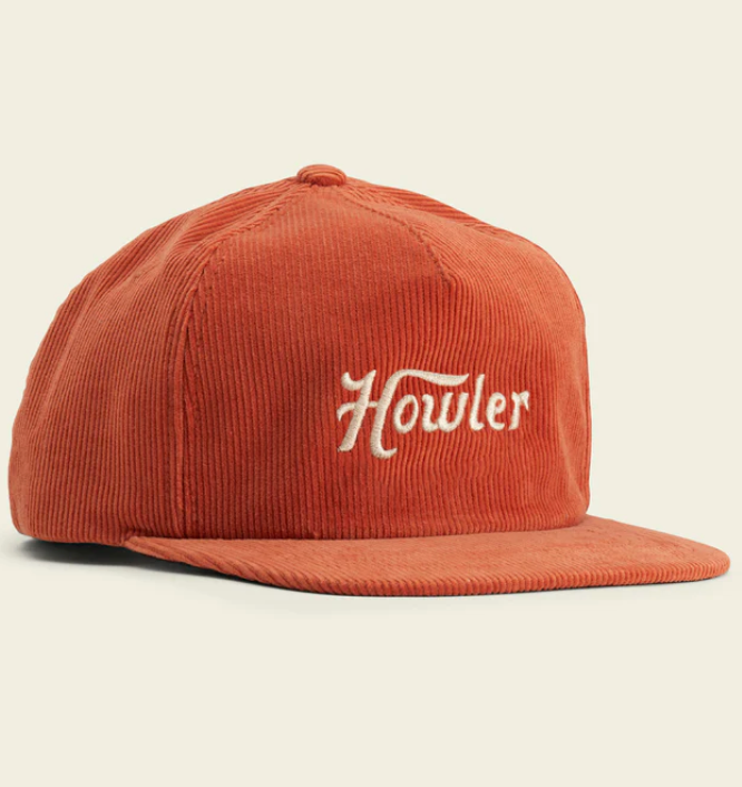 Howler Brothers Unstructured Snapback Hats - Big Hb : Cowhide Surfbird : Charcoal Corduroy
