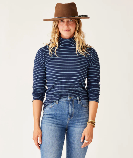 Carve Designs W Denise Turtleneck Navy Mini Breton