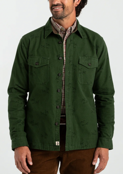 Duckhead Mens M Ls Slater Moleskin Overshirt PINE GREEN PRINT