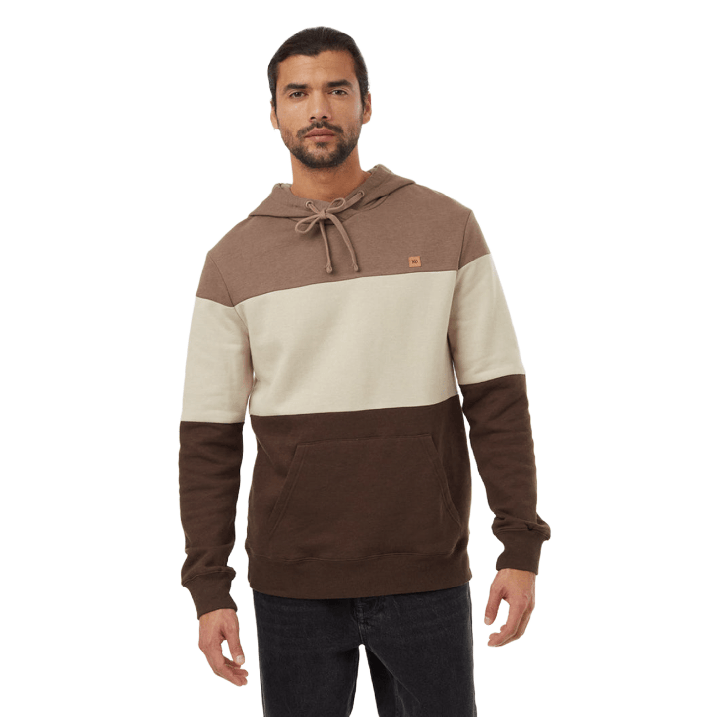 Tentree Mens Treefleece Blocked Reynard Hoodie Fossil/Pale Oak/Slate Brown