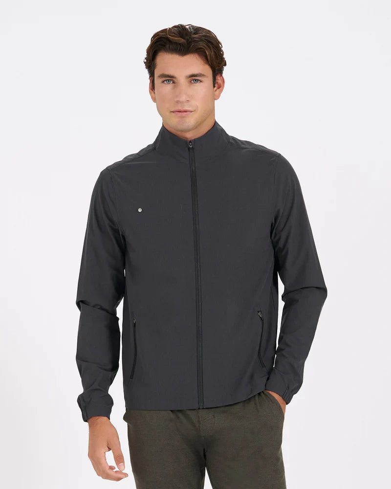Vuori Mens M Venture Track Jacket Black Linen Texture