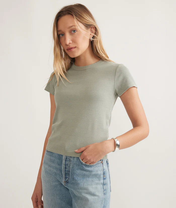 W Lexi Rib Sun-In Crew Tee