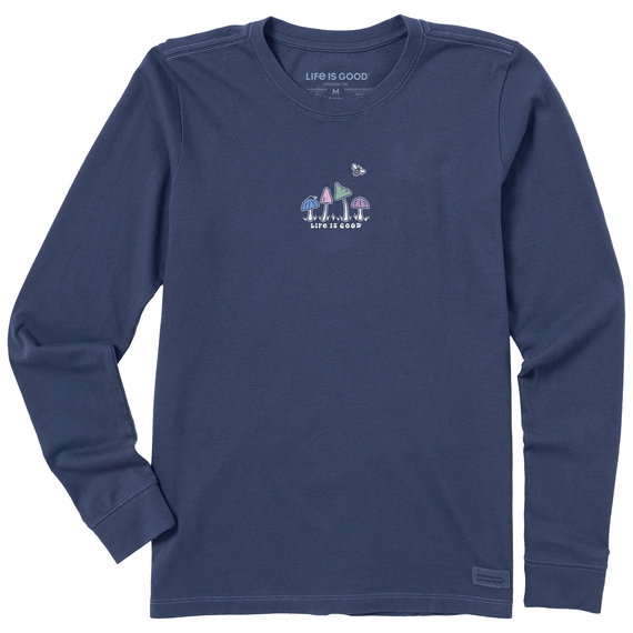 Life Is Good W Ls Crusher Tee Mushroom Retro Scene Darkest Blue