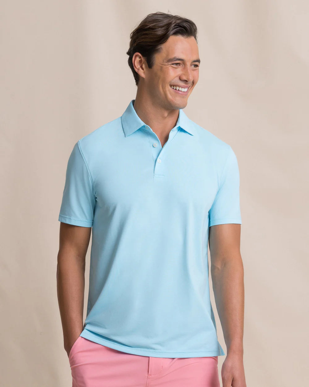 M SS Coastal Breeze Heather Perf Polo