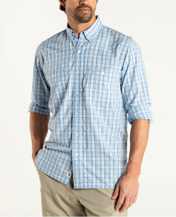 Duckhead Mens Ls Performance Poplin Ellsworth Plaid Guide Shirt URE BLUE / L
