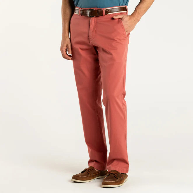 Duckhead Mens Classic Fit Gold School Chino 30" Ins FADED RED