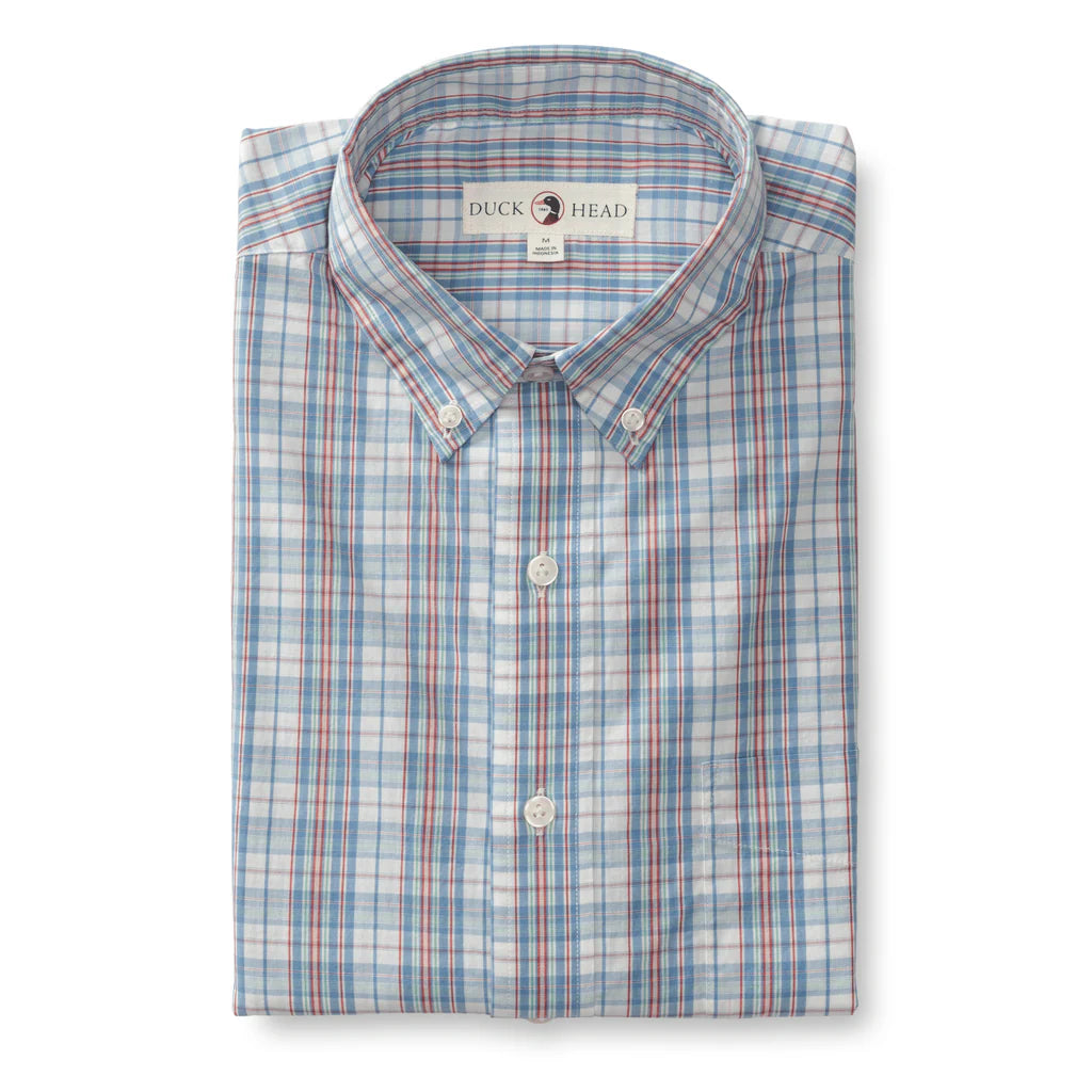 Duckhead Mens Ls Cotton Poplin Hayford Plaid Shirt URE BLUE / L