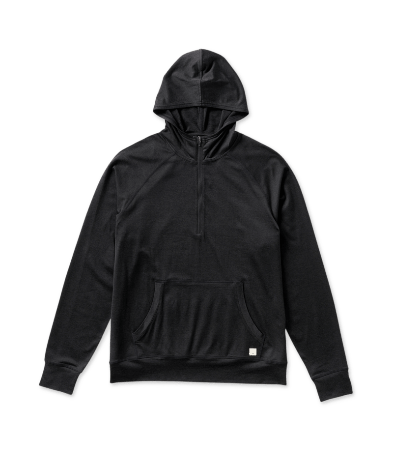 Vuori Mens M Ponto Performance 1/2 Zip Hoodie Black Heather