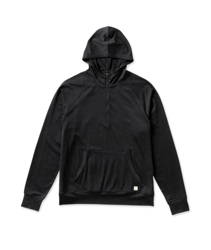 Vuori Mens M Ponto Performance 1/2 Zip Hoodie Black Heather