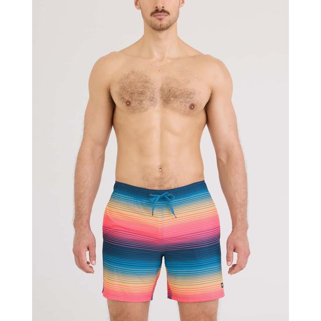 Saxx Oh Buoy 2n1 Swim Shorts Hazy Stripe-Sunset