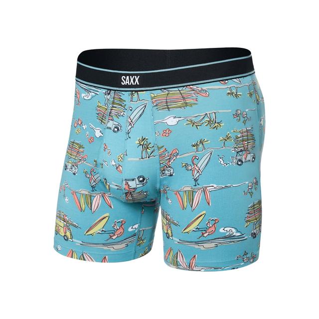 Saxx Daytripper Comfort Stretch Boxer Briefs Beach Or Bust-Reef Blue