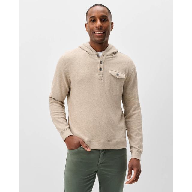 Johnnie-o Button Henley Hoodie Cream