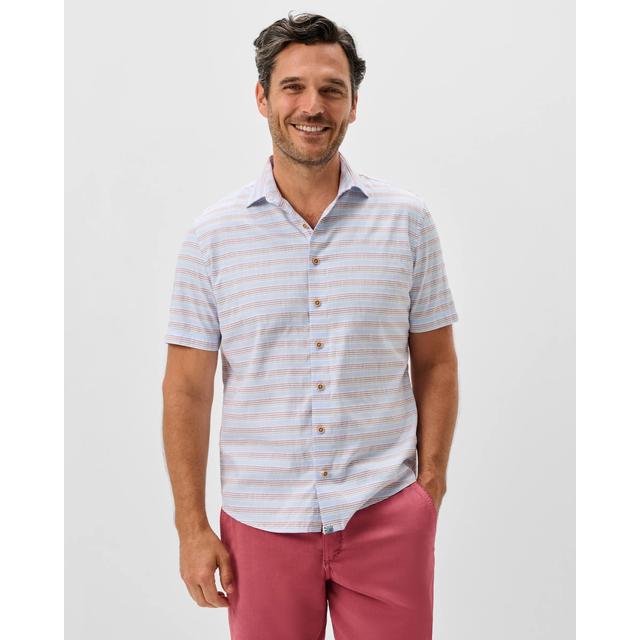 Johnnie-o Short Sleeve Hangin' Out Button Down Shirt - Leander Gulf Blue