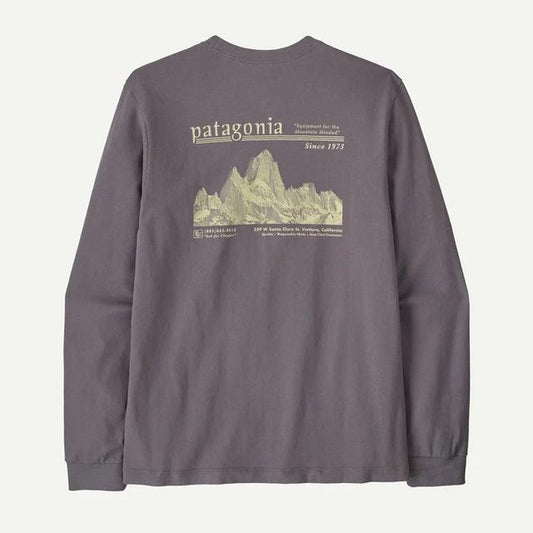 Patagonia Long Sleeved Midweight Hut Tripper Skyline T Shirt May Grey