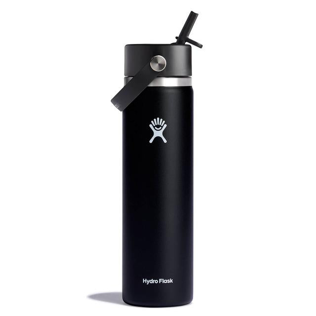 Hydroflask 24 Oz Wide Mouth With Flex Straw Cap BLACK