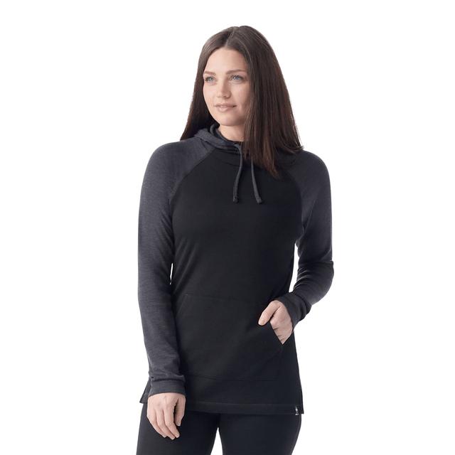 Smartwool W's Thermal Merino Drape Neck Hoodie BLACK-CHARCOAL HEATHER