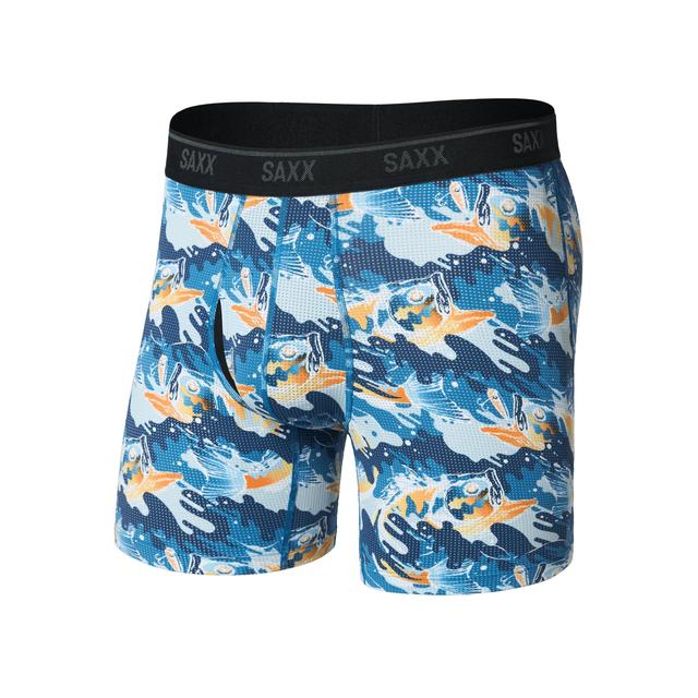 Saxx Quest Quick-dry Mesh Boxer Briefs Big Mouth Bass-Blue