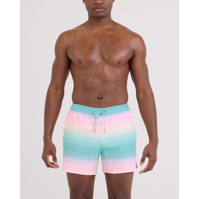 Saxx Oh Buoy 2n1 Swim Shorts Hazy Stripe-Aqua