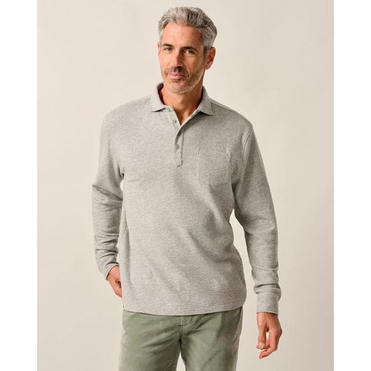 Johnnie-o Alwin Ripple Knit Polo Sweater Gray