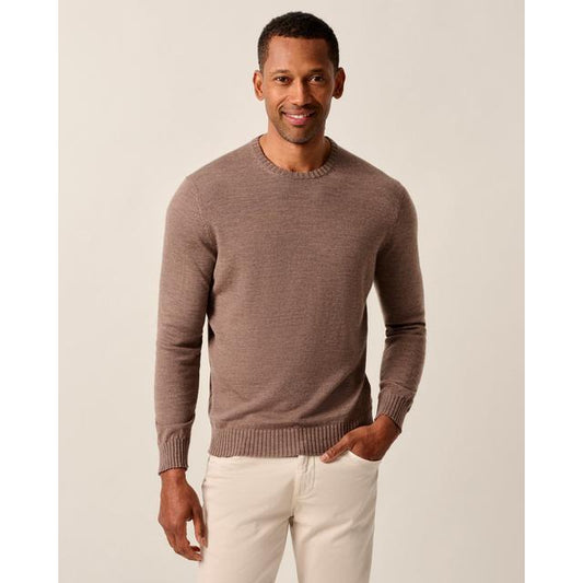Johnnie-o Ronald Merino Wool Crewneck Sweater Brown