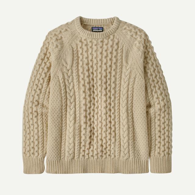 Patagonia Recycled Wool-blend Cable Knit Crewneck Sweater Natural