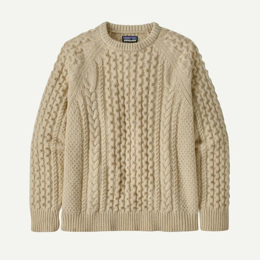 Patagonia Recycled Wool-blend Cable Knit Crewneck Sweater Natural