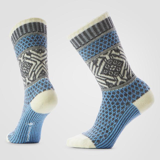 Smartwool Unisex Everyday Cozy Popcorn Snowflake Pattern Crew Socks Serene Blue
