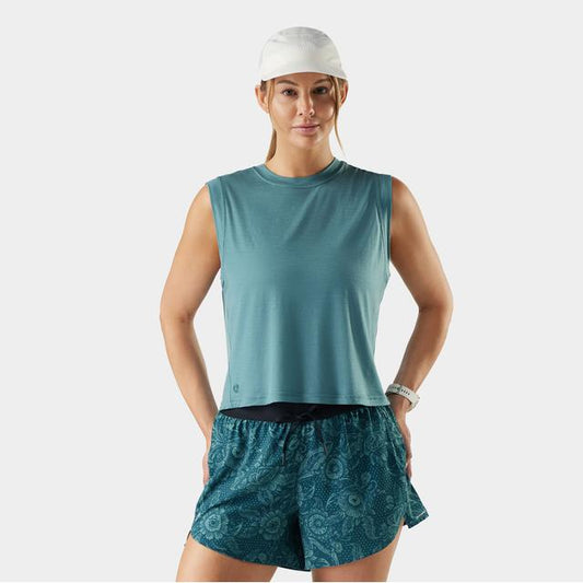 Smartwool Active Ultralite Crop Tank Top Dusty Teal