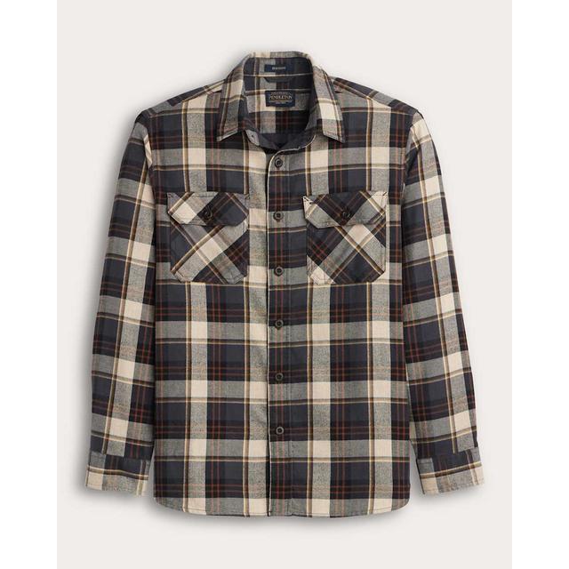 Pendleton Plaid Burnside Cotton Flannel Shirt Natural Charcoal Plaid