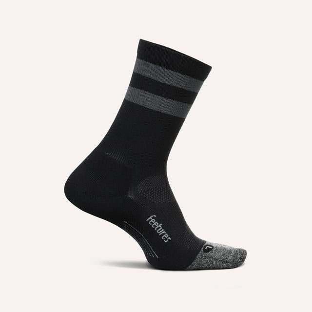 Feetures Elite Light Cushion Mini Crew Black High Top Stripe