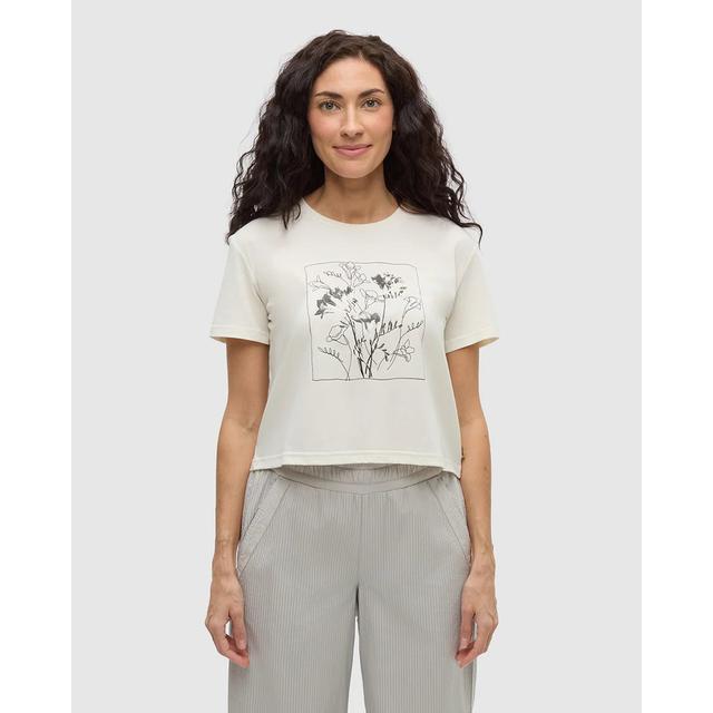 Tentree Floral Crop T-shirt Undyed Meteorite Black