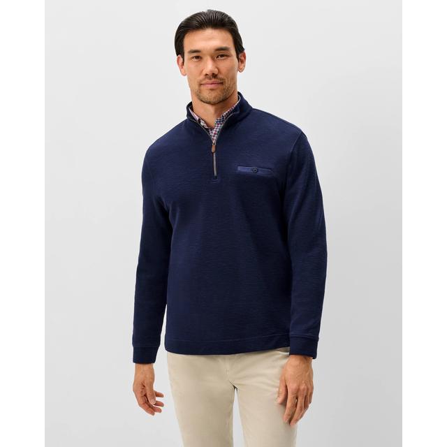Johnnie-o Flame Stitch 1/4 Zip Pullover Navy