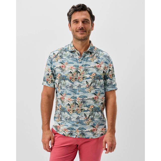 Johnnie-o Short Sleeve Hangin' Out Button Down Shirt - Almanzo Laguna Blue