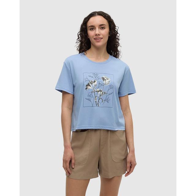 Tentree Floral Crop T-shirt Lakeside Blue Meteorite Black