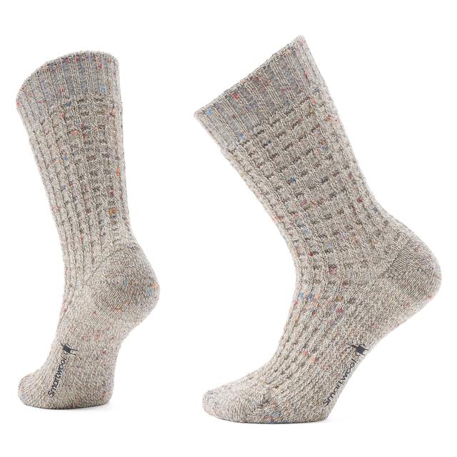 Smartwool Everyday Cozy Waffle Press Crew Socks Taupe-Natural Marl