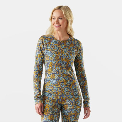 Smartwool Classic Thermal Merino Base Layer Crew Pacific Blue Floral