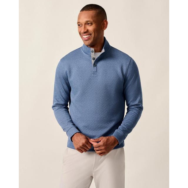 Johnnie-o Rockwells Diamond-quilted Henley Pullover Blue