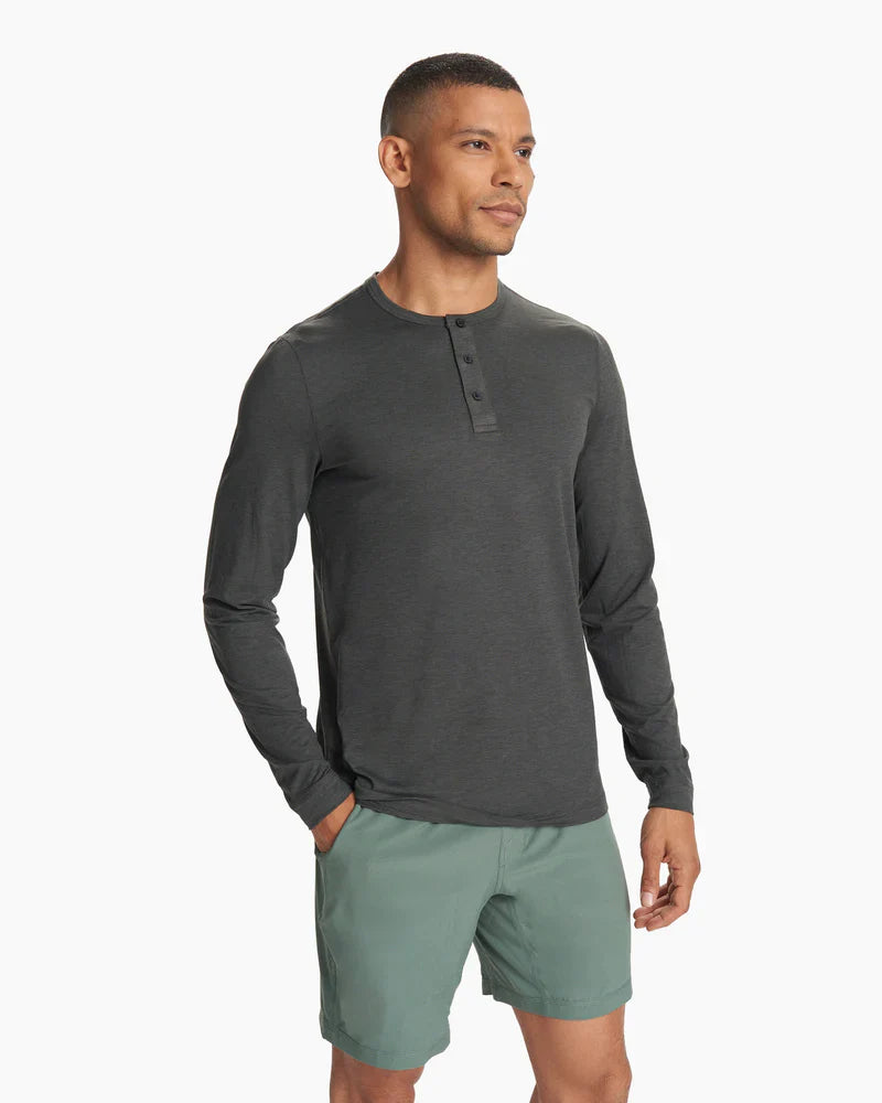 Vuori M L/s Ease Performance Henley Light Heather Grey