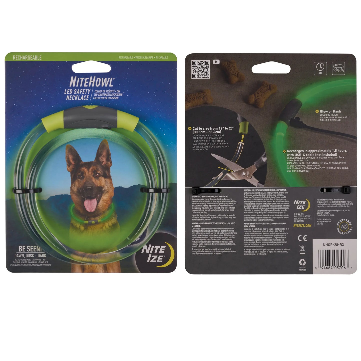 Nitehowl Rechargeable Led Safety Necklace - Green