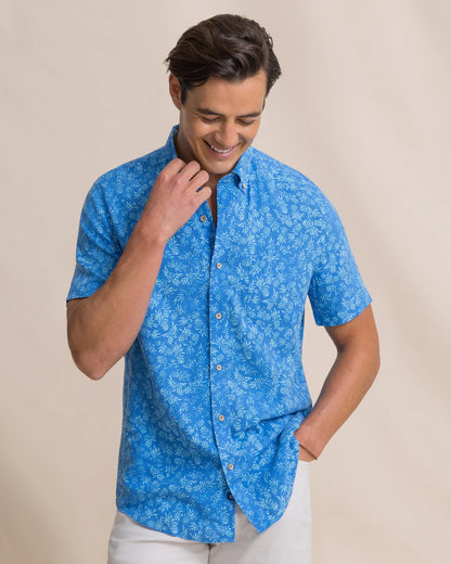 M SS Linen/Rayon Pineapple Parade Sportshirt